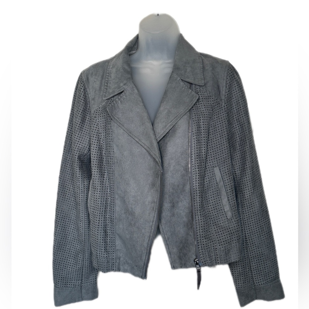 Gray Faux Suede Moto Jacket Size Medium